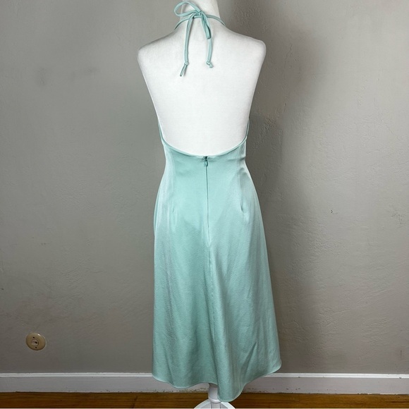 Sipos Blue Crepe Butterfly Cut Out Strappy Halter Midi Slip Dress Size Small - Picture 5 of 10